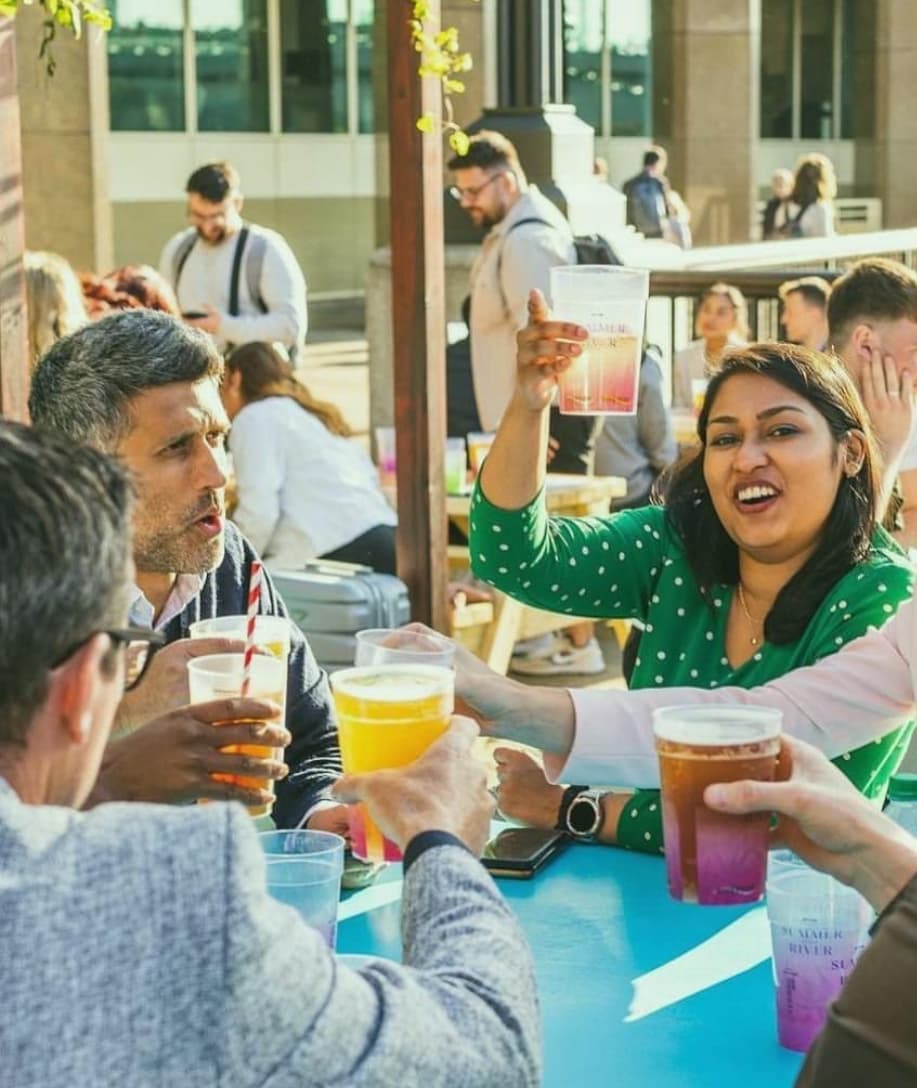 Personalised wedding favour cups and party drinkware used at a social event