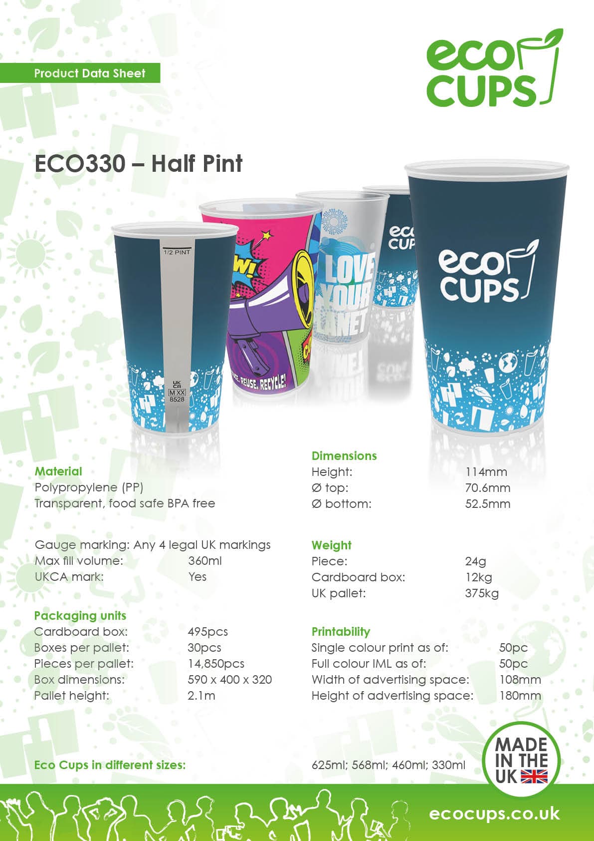 Half Pint Cup (Single Colour)