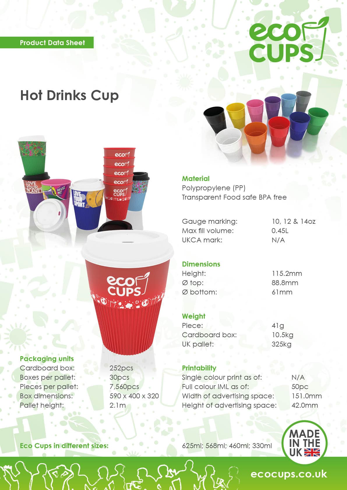 Reusable Hot Drinks Cup (Full Colour)