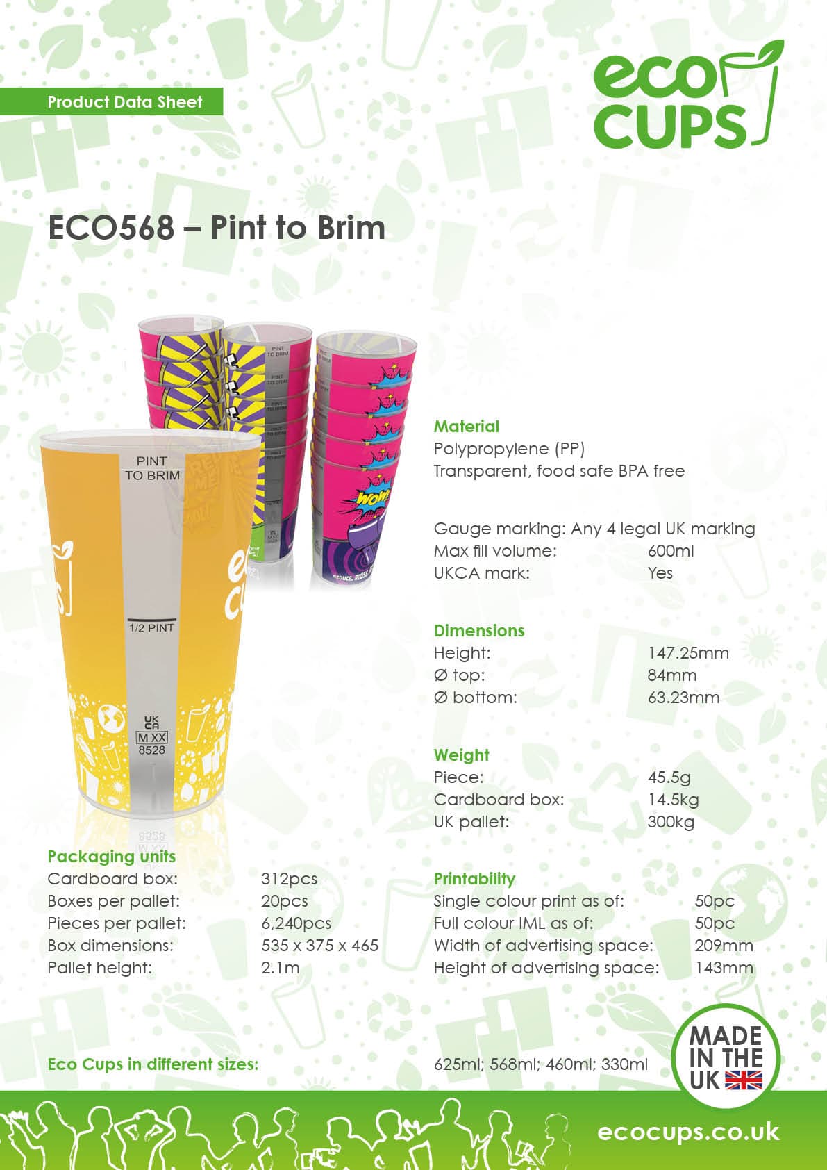 Pint to Brim Cup (Full Colour IML)